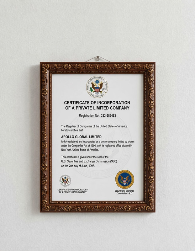 Apollo Global Limited company certificate