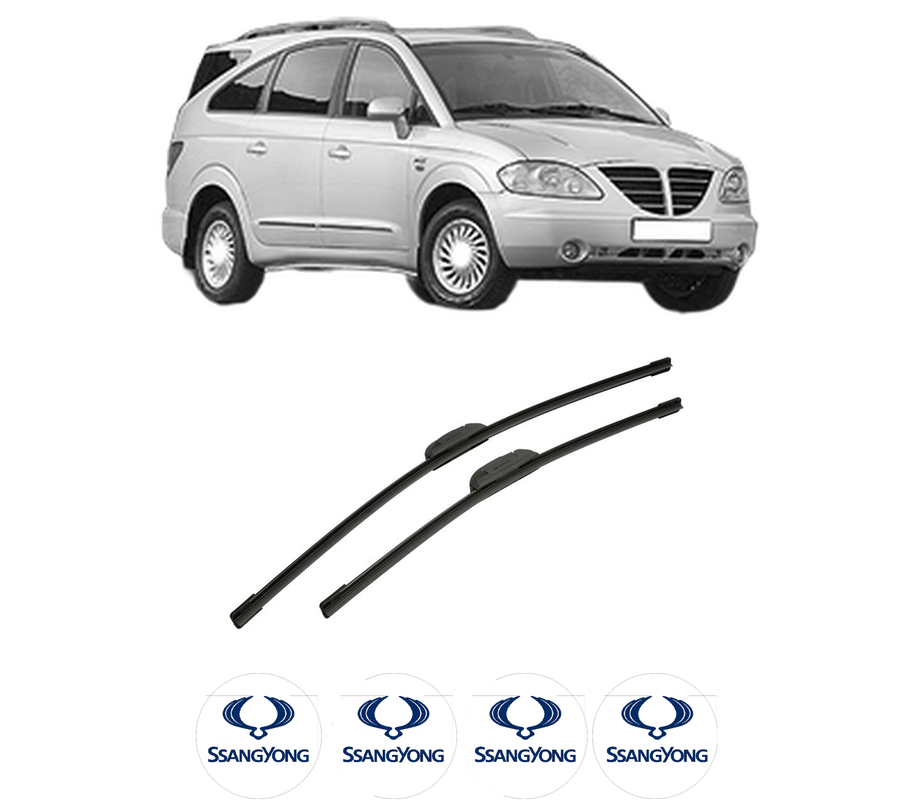 Set stergatoare auto SSANGYONG RODIUS I din 2005-2007, pentru parbriz auto, 2 bucati, Bosch Aerotwin Retrofit, din cauciuc siliconat rezistent, 4 Stickere Auto SSANGYONG