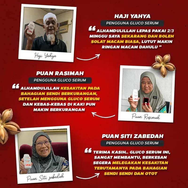 Testimoni bergambar Haji Yahya dan pengguna lain Gluco Serum