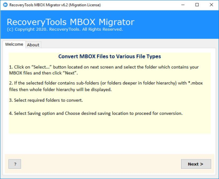 RecoveryTools MBOX Migrator 7.8 RecoveryTools MBOX Migrator 7.8