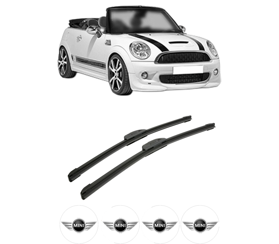 Set stergatoare auto MINI MINI Convertible (R57) din 2007-2015, pentru parbriz auto, 2 bucati, Bosch Aerotwin Retrofit, din cauciuc siliconat rezistent, 4 Stickere Auto MINI