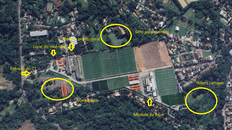 Vista aérea do Ninho do Urubu em 2023