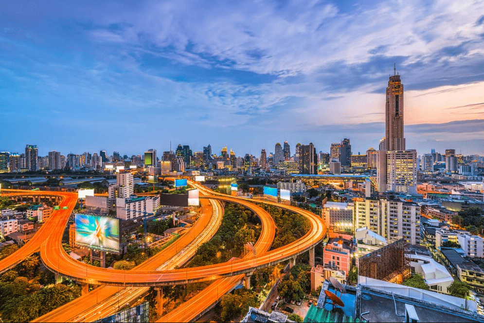 Vibrant Bangkok City overview shot