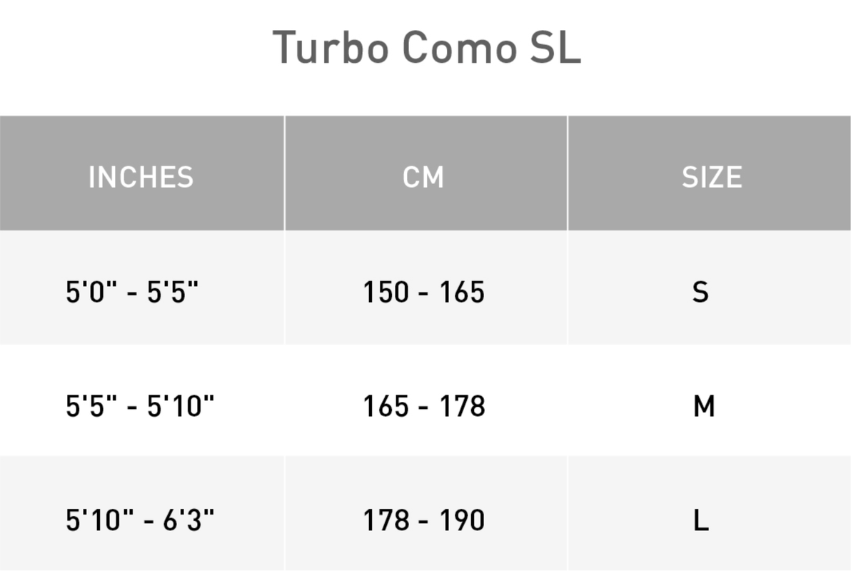 Como SL Size Chart