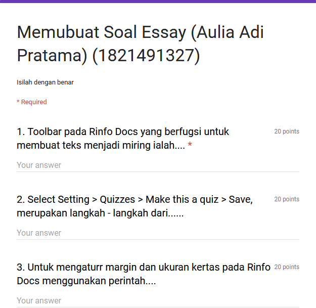 Contoh Perintah Soal Essay Guru Paud