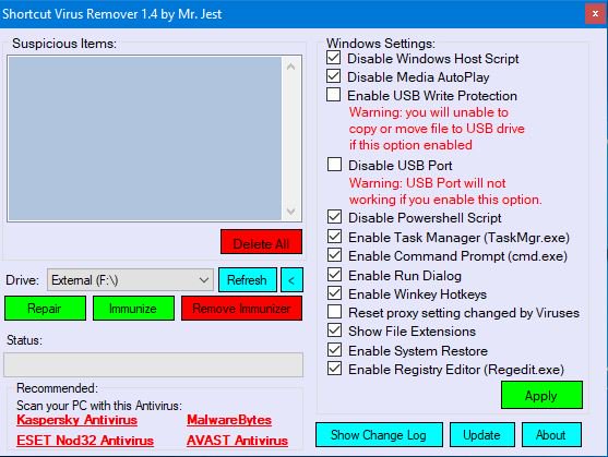 Shortcut Virus Remover 1.9 Shortcut Virus Remover 1.9