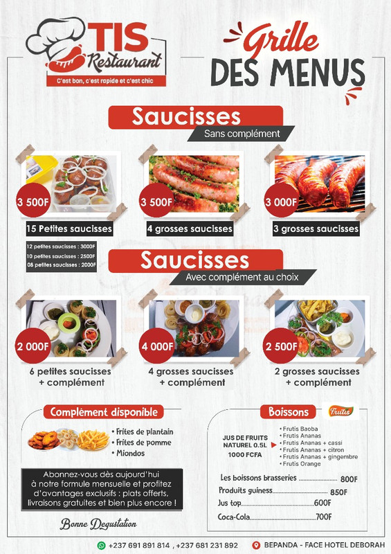 Menu complet TIS SARL