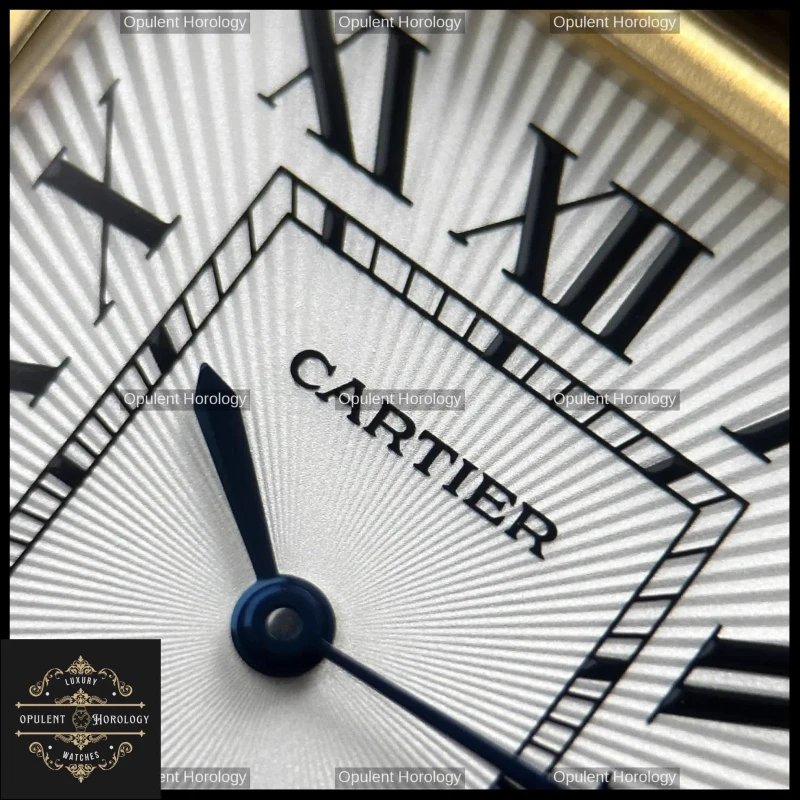 Cartier Tank Louis Automatic 27.8x38.1mm White Dial Gold Plated Gray Leather Strap - Super Clone