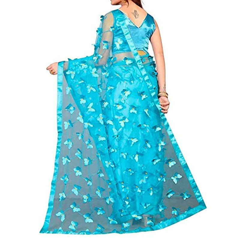 Sarí de mariposa para mujer con pieza de blusa elegante diseñador sari para ropa étnica - Imagen 24 de 48