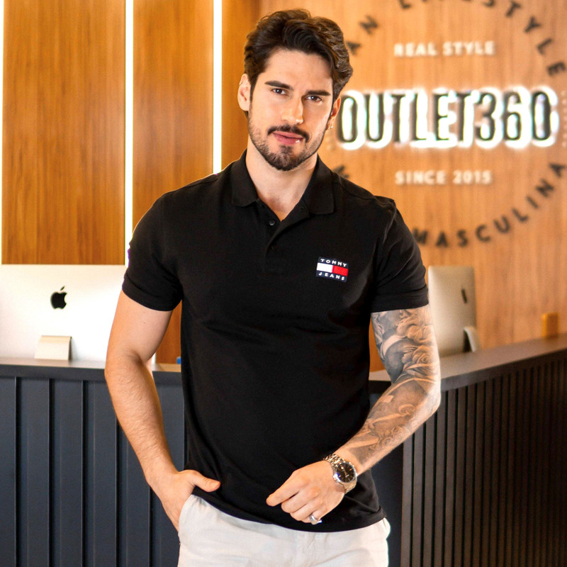 Camisa Polo Tommy Hilfiger Preta - Outlet360