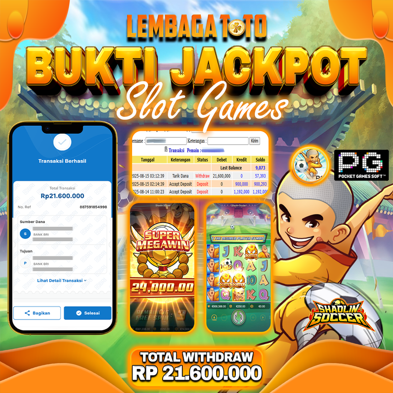 BUKTI JACKPOT 15 AGUSTUS LEMBAGATOTO SHAOLIN SOCCER  Rp.21.600.000,- LUNAS