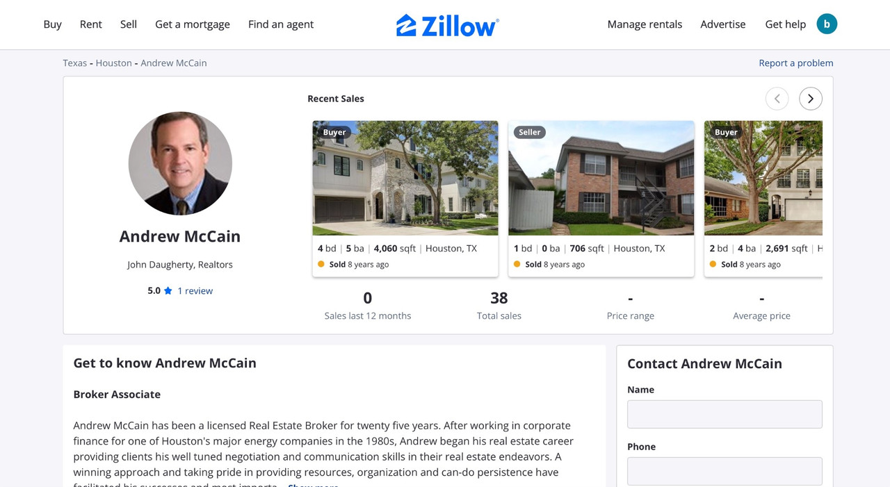 Andrew McCain website before Webstarz redesign