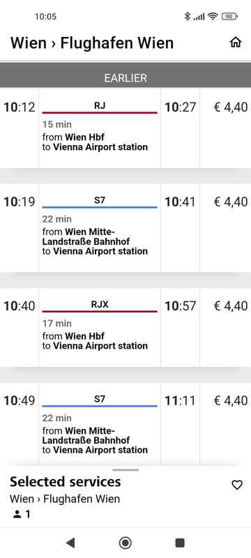 Experiencia Viena-Aeropuerto -Tren ÖBB RJ- Wien Hauptbahnhof - Traslado del aeropuerto de Viena al centro de la ciudad