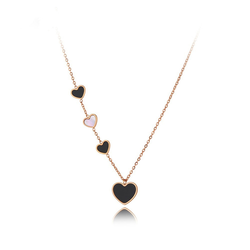 Fashion 4Pcs HEART Pendant Charm Choker Stainless Steel Women Chain Necklace NEW