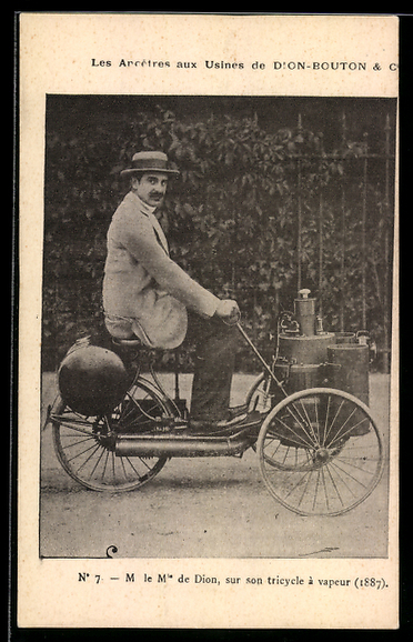 AK Les Arretres aux Usines de Dion Bouton Cie M de Dion sur son tricycle a vapeur