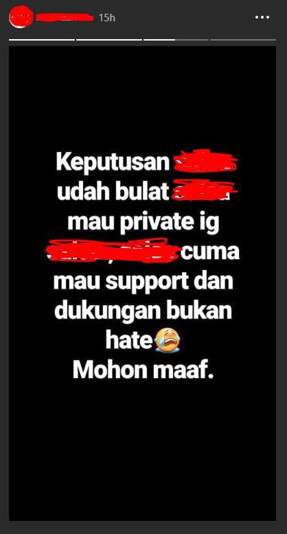 Insta story salah satu terduga pelaku