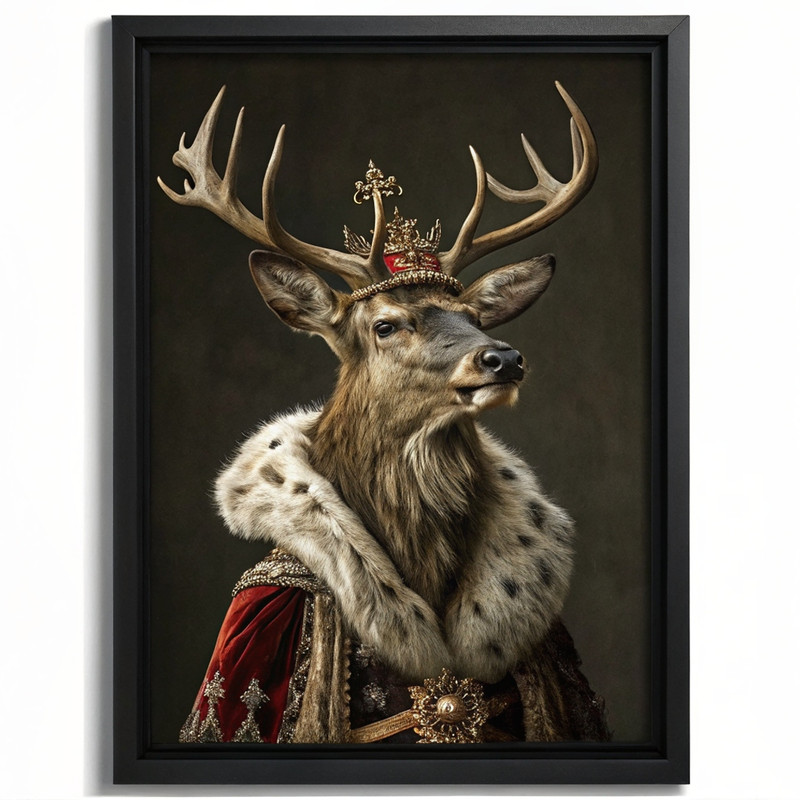 Stag King Vintage Wall Print Art Painting Animal Wall Art Stag Deer King Picture (2)