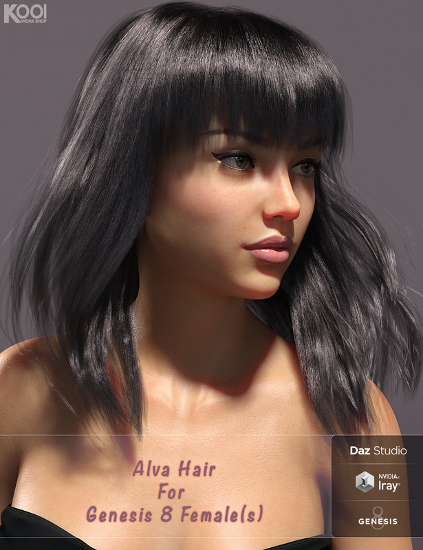 Alva Hair for Genesis 8 Female(s) Alva Hair for Genesis 8 Female(s)