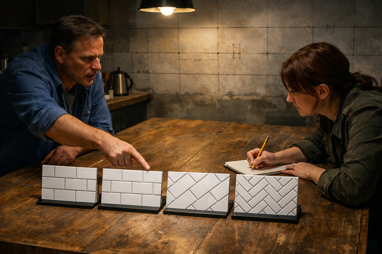 Что такое раскладка плитки на фартуке кухни