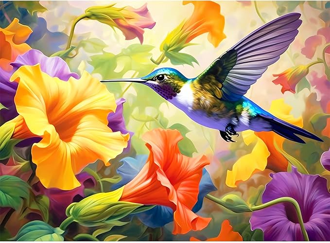 Puzzle for Adults Jigsaw Puzzles Flower Hummingbird Jigsaw Puzzles Birthday Party for Family Adult