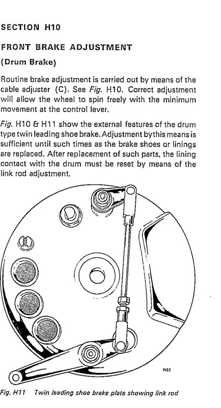 Adjust front drum brake norton commando