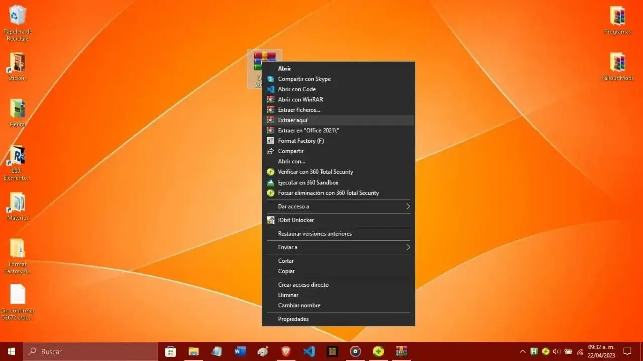 Extraer archivo con WinRAR Extraer archivo con WinRAR