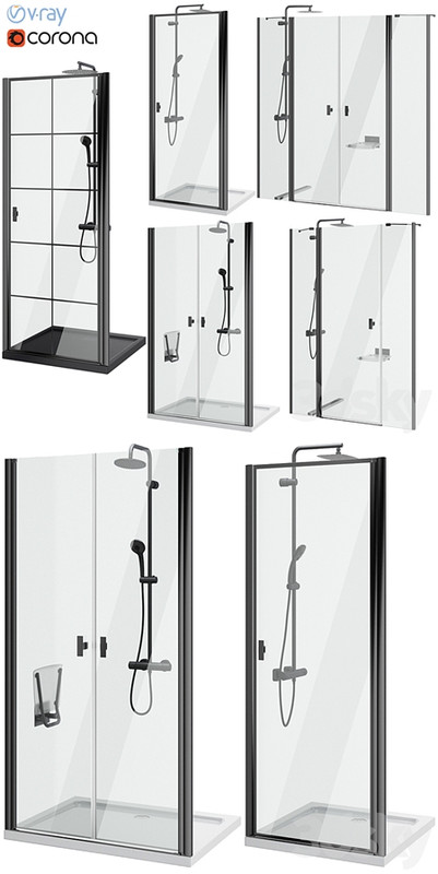 Shower doors Radaway Nes 8 Black set 141