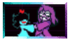 seth and aqua holding hands and spinning stamp