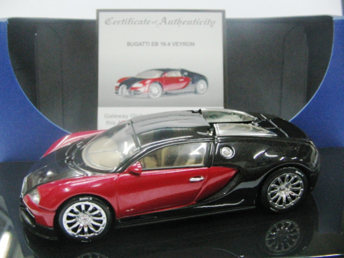 Autoart BUGATTI EB 16.4 VEYRON 1/43 希少品！ WOW EXTREMELY RARE Bugatti EB 16.4 Veyron 2001 Red Black Dealer 1