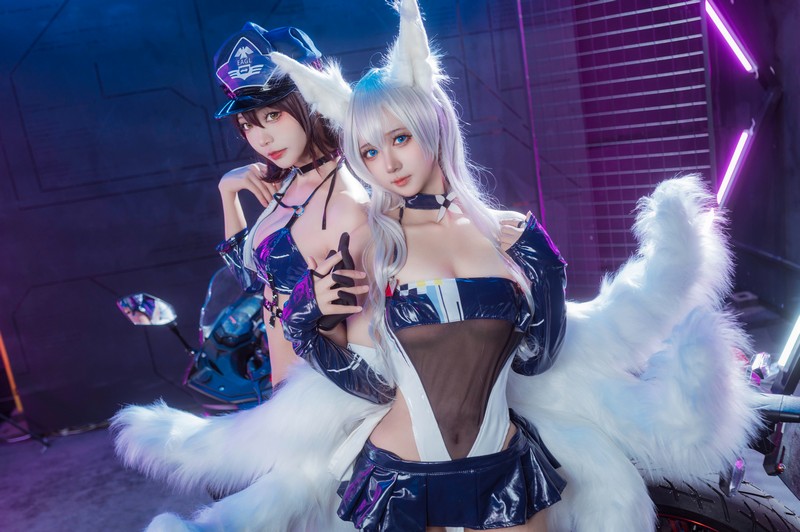 艾西Aiwest 碧蓝航线巴尔的摩&信浓赛车女郎Cosplay写真图集 双人高清图集 47P (200.7M)插图5