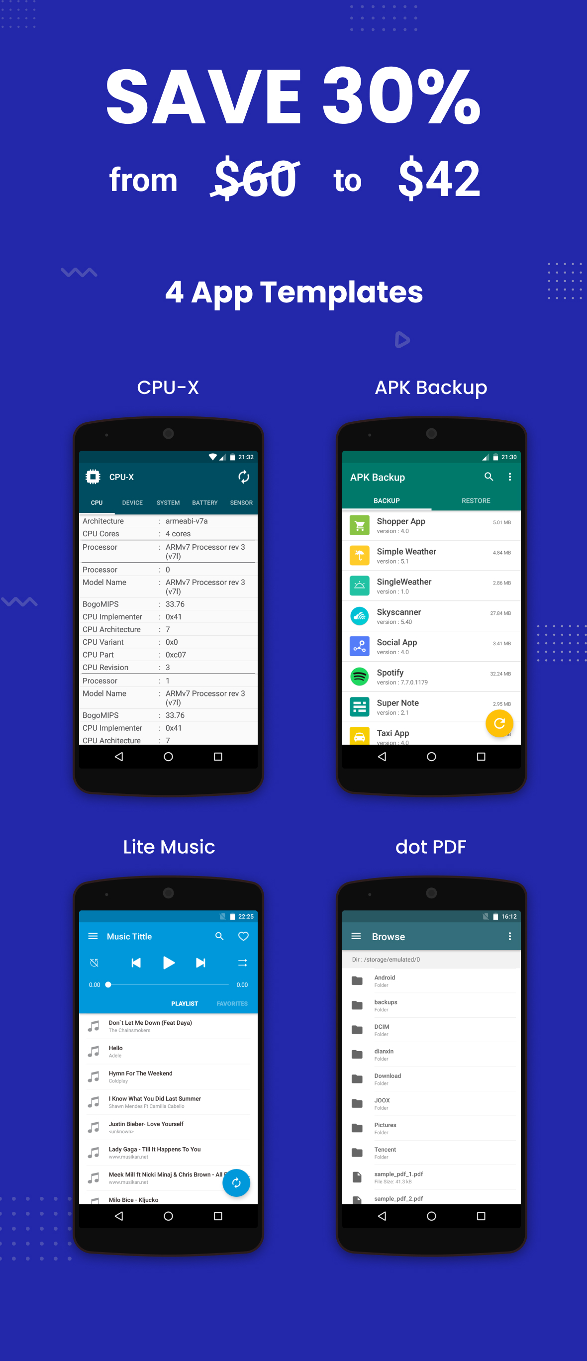 Bundle 4 Android Apps (CPU-X, APK Backup, Lite Music, dotPDF) - 5