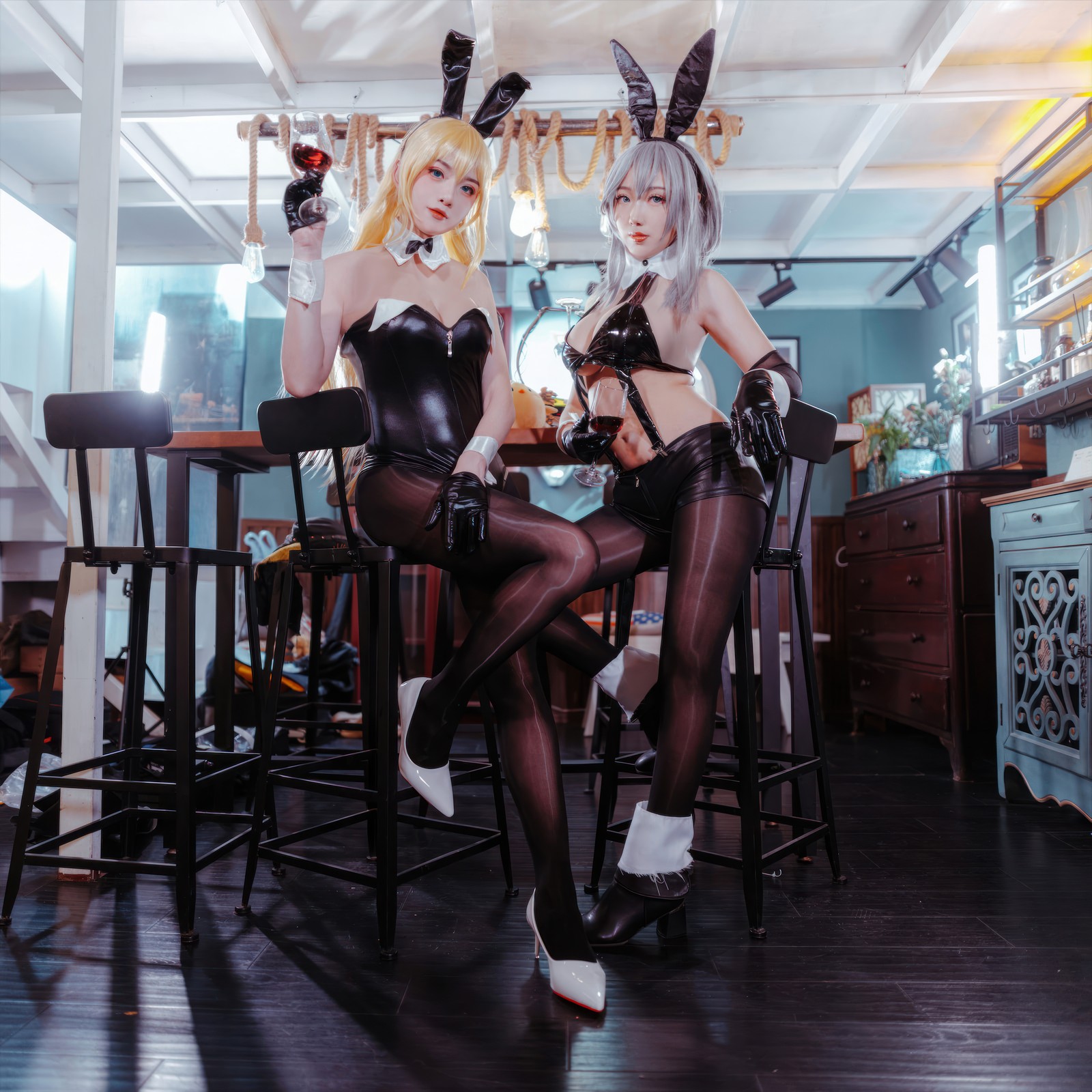 刺青Poi 北卡罗来纳 & 华盛顿 兔女郎 Cosplay｜碧蓝航线 双人写真（含隼隼子）【40P｜308MB】插图4