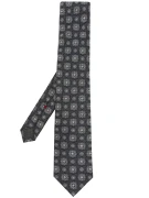 Brunello Cucinelli Floral-Embroidered Silk Tie Blue
