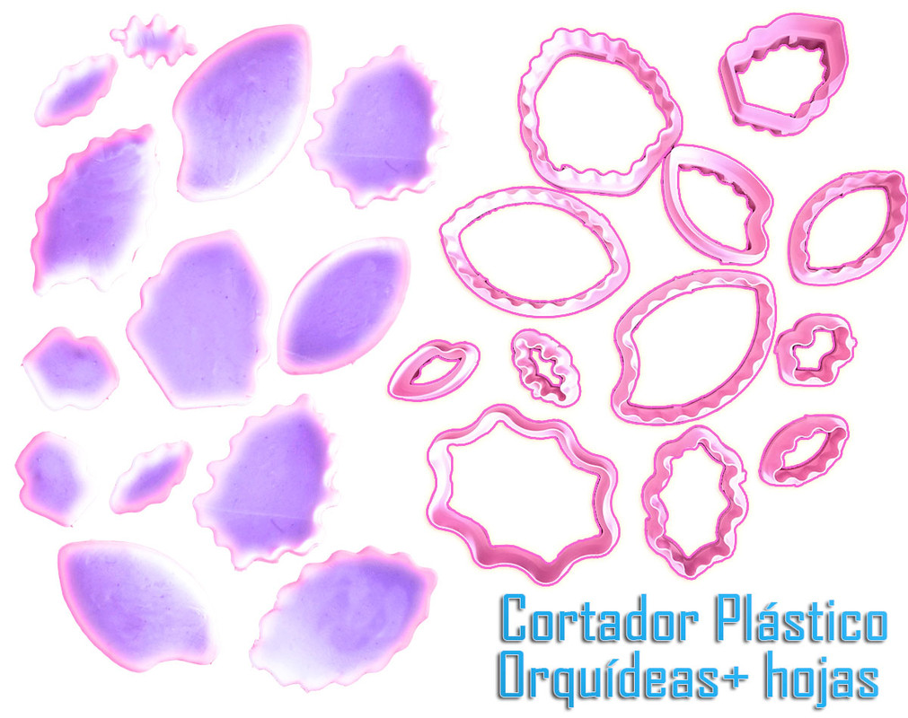 Molde cortador flores orquídeas doble función pastillaje 12pz