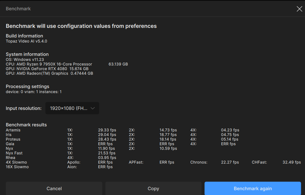 [5.4.0] Error in benchmarking - Bugs and Issues - Topaz Community