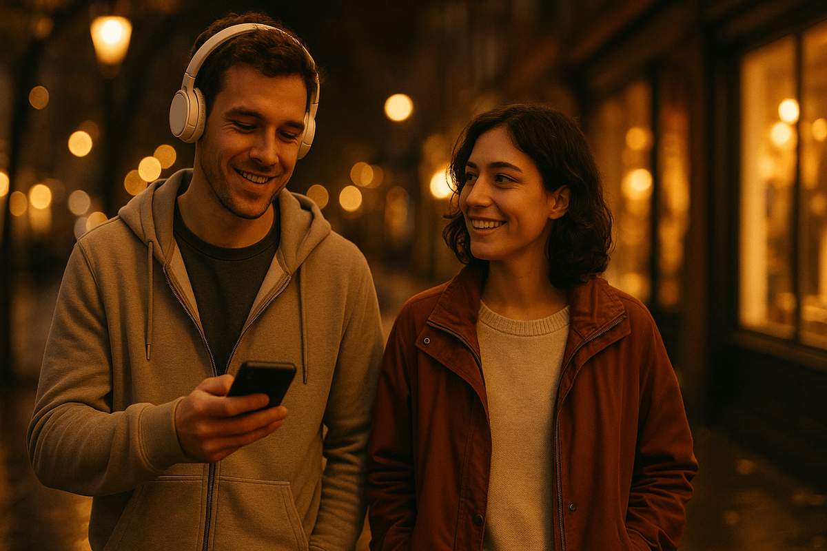 Вечерняя прогулка парой по уютной подсвеченной улице — Postimages