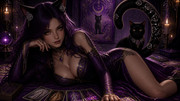Female-with-dark-purple-hair-Black-cat-ears-with-silver-rosettes-Black-tail-with-silver-rosettes