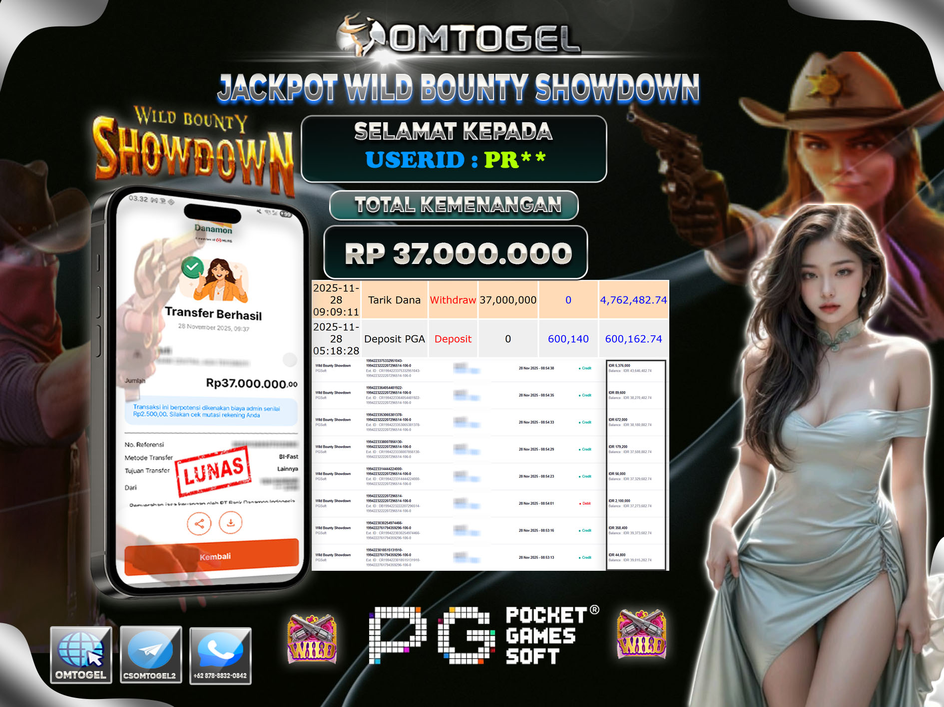 OMTOGEL JACKPOT PGSOFT WILD BOUNTY SHOWDOWN  ,37 JUTA DI BAYAR LUNAS ,-
