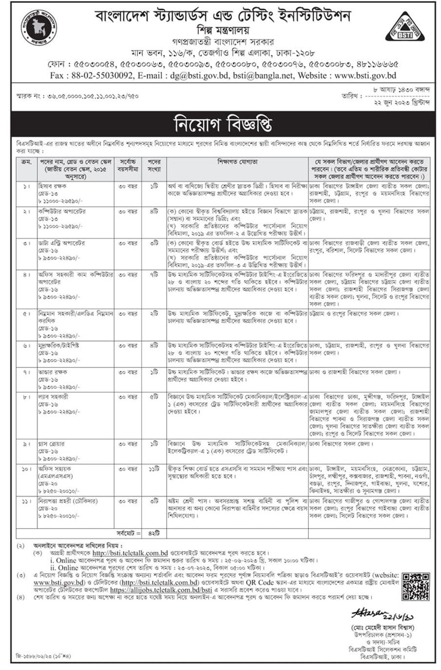 MOIND Job Circular 2023 - শিল্প মন্ত্রণালয় নিয়োগ বিজ্ঞপ্তি ২০২৩ 2 BSTI Job Circular 2023