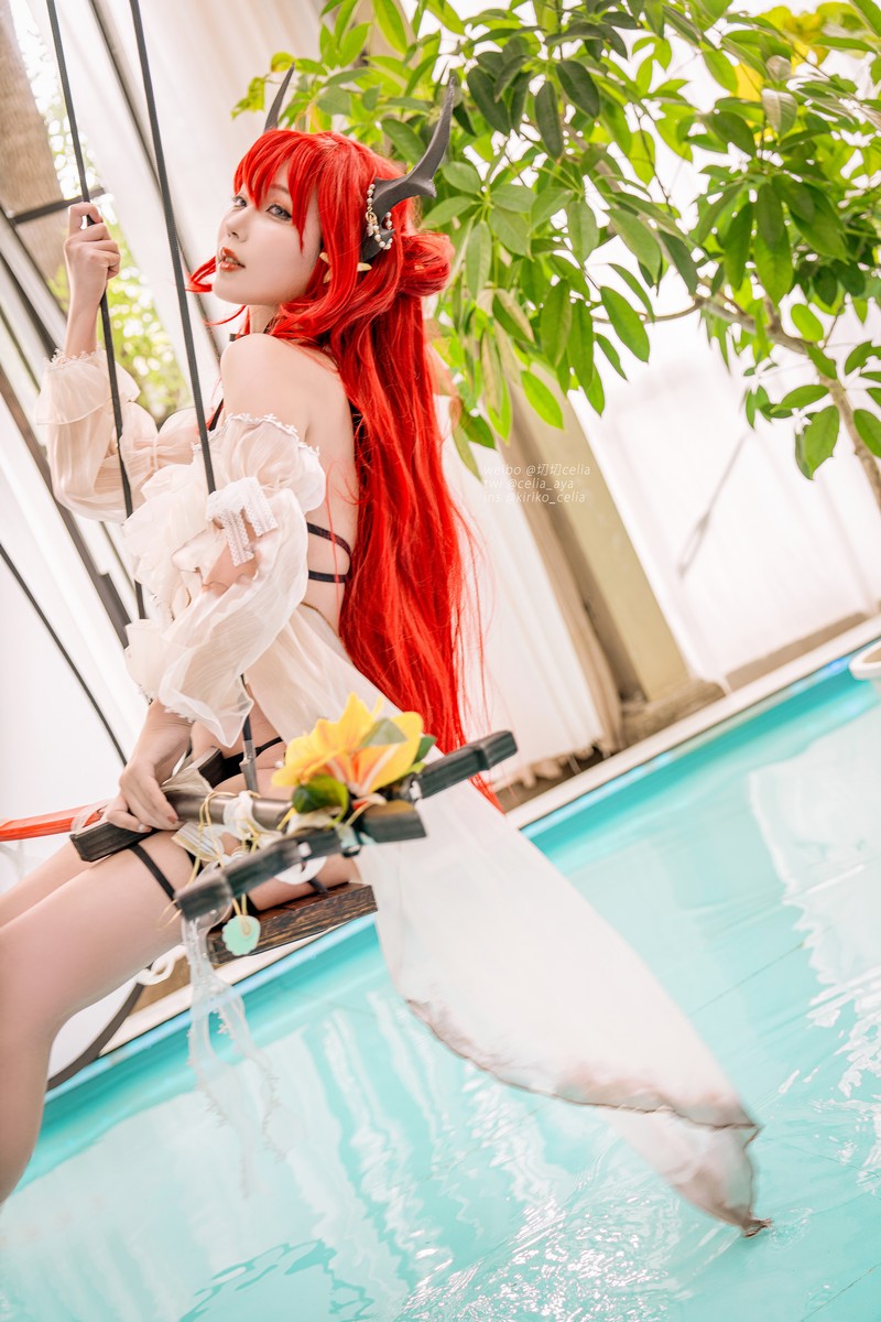 切切Celia 明日方舟 史尔特尔泳装 Surtr Cosplay 写真 27P插图5