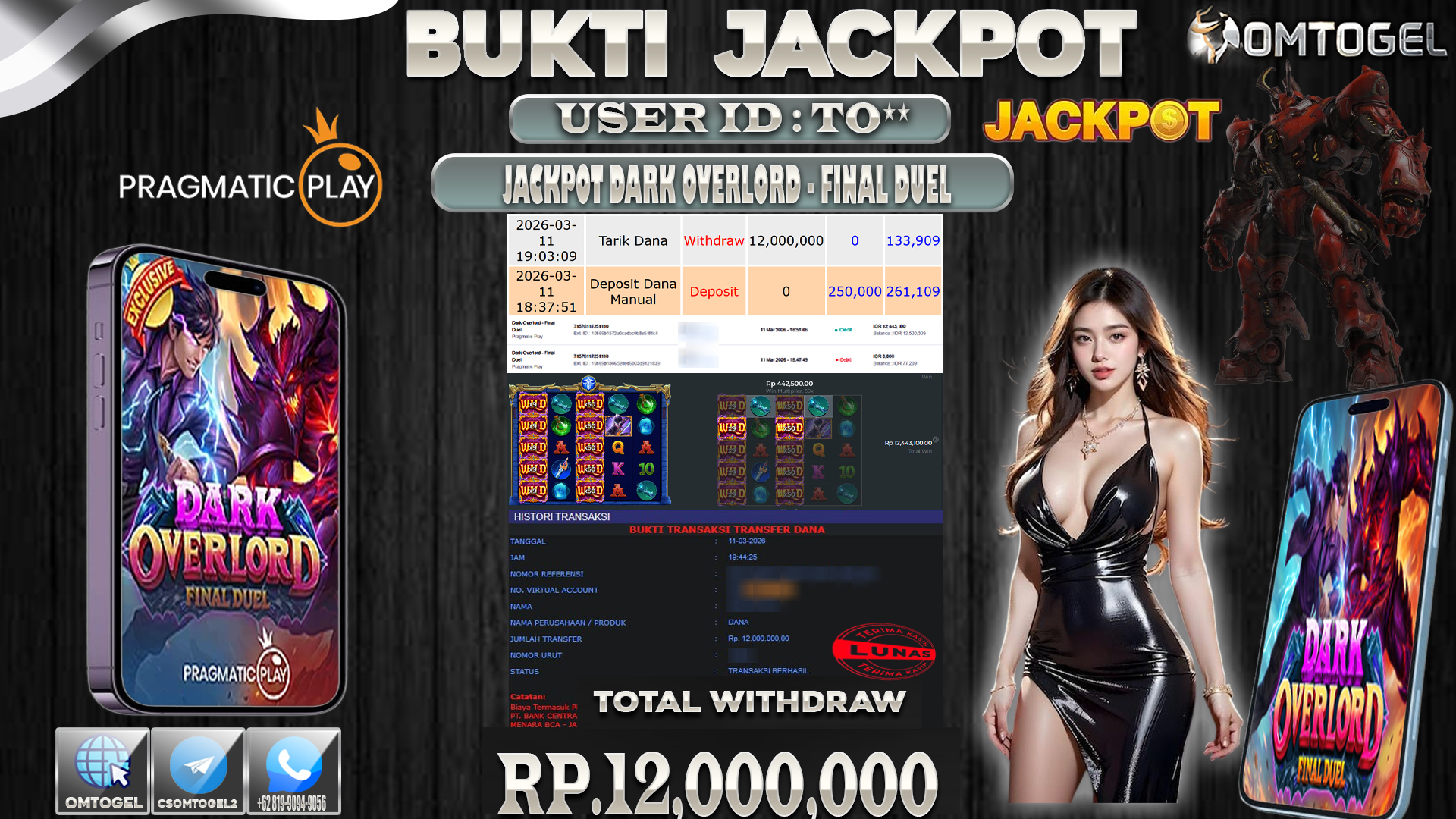 OMTOGEL JACKPOT PRAGMATIC PLAY DARK OVERLORD-FINAL DUEL, 12 JUTA DI BAYAR LUNAS ,-