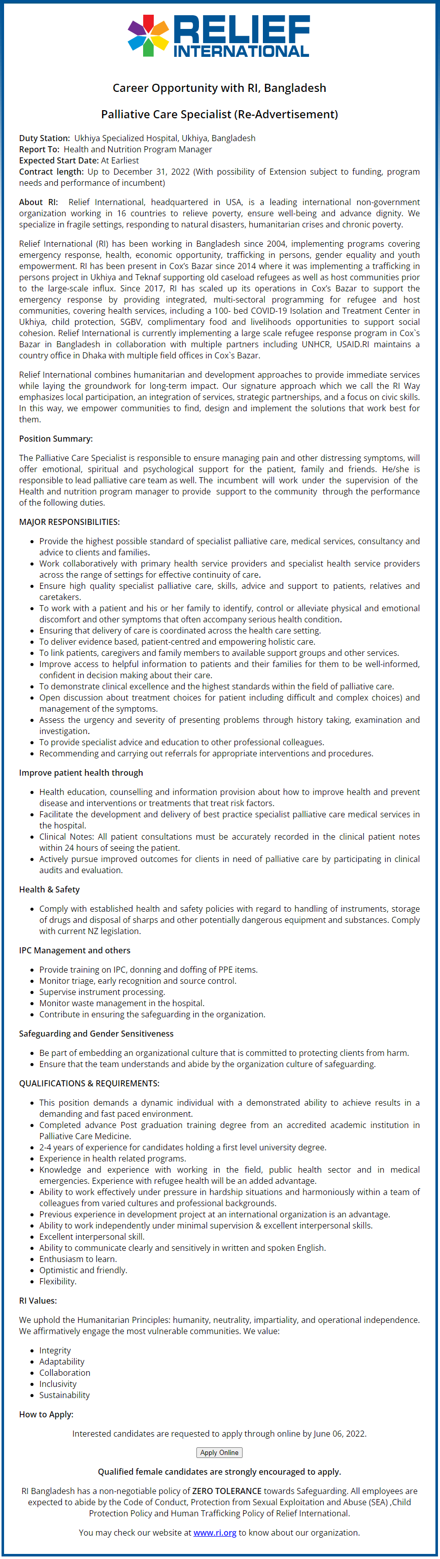 Relief International Job Circular 2022 Picture