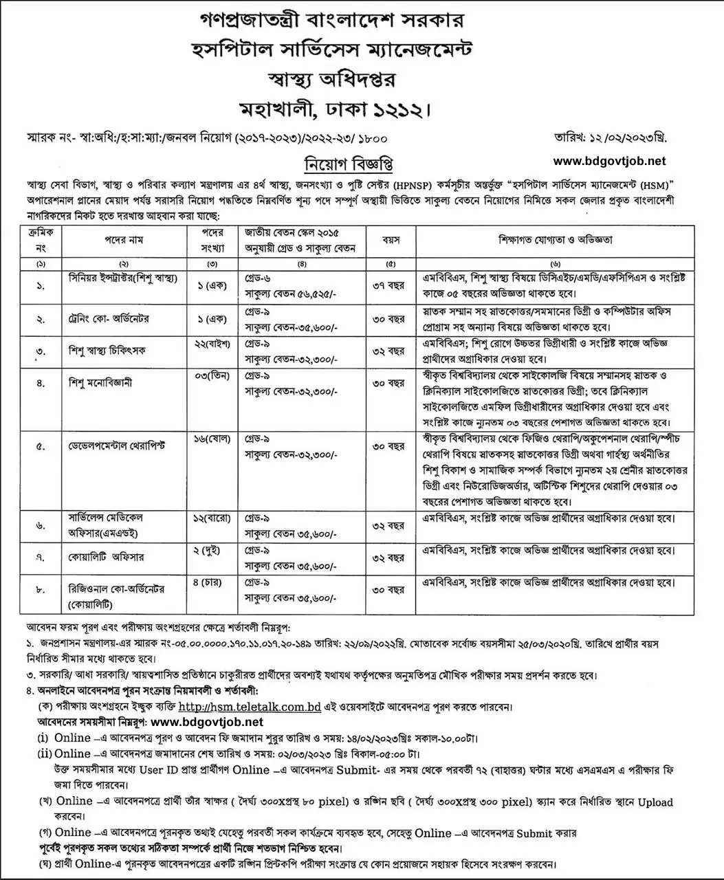 HSM Job Circular 2025