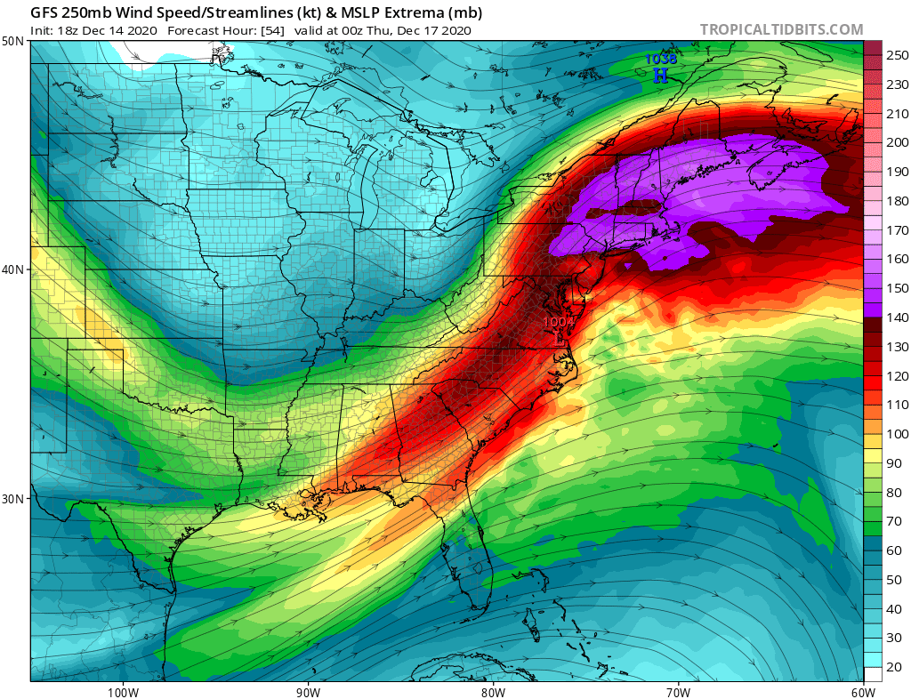 3 - 12/16 to 12/17 Godzilla - 1st Call Snow Map 250mb-gfs