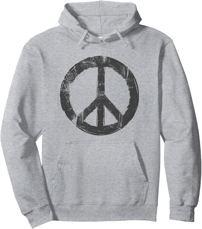 Retro Vintage Distressed Design Peace Sign Design Unisex Hooded 