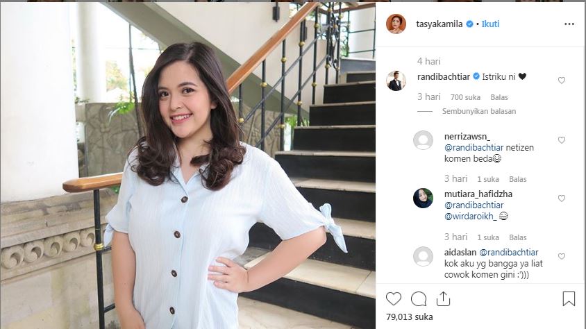 Balasan Randi Bachtiar untuk unggahan Tasya Kamila curi perhatian