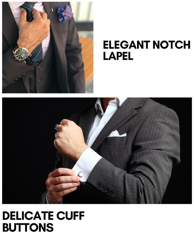 MENS Suit ROYAL CHARCOAL BLUE GREY BEIGE 3 PIECE SUIT Business Suit CLASSIC  FIT – IBBY