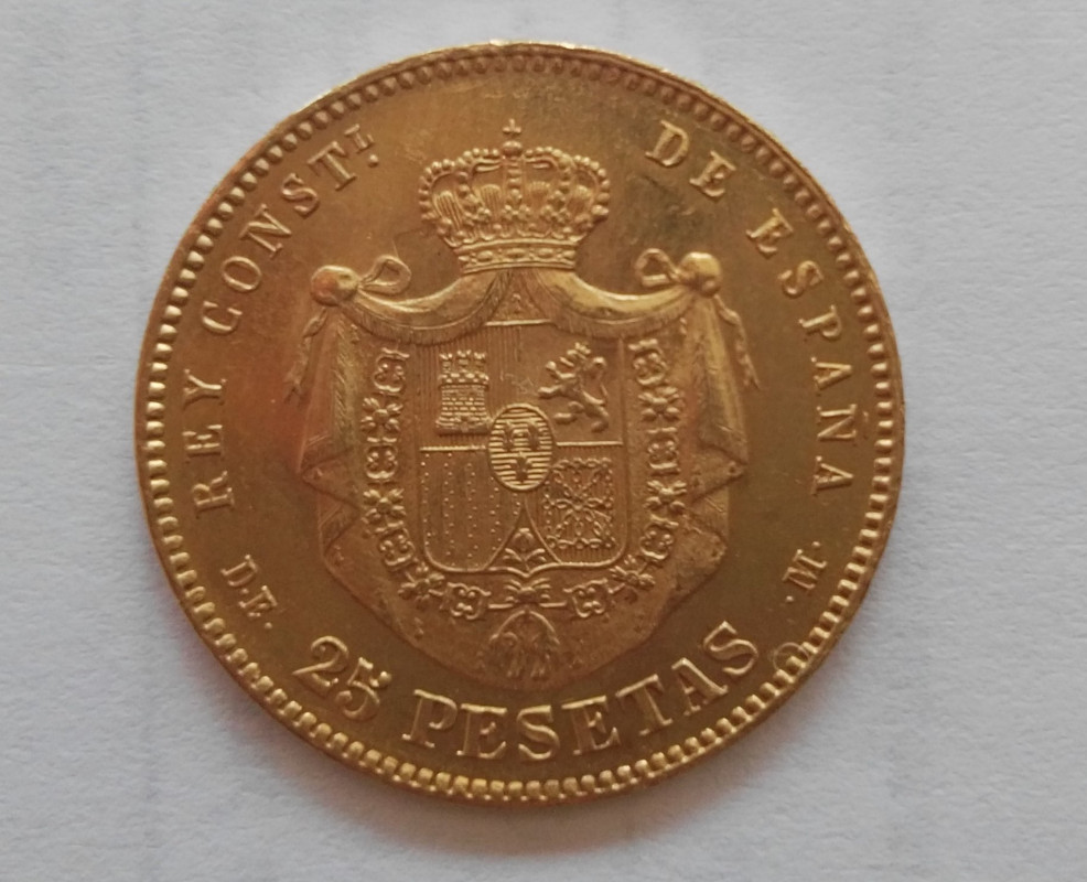 25 pesetas 1878 (*18-78). Alfonso XII 1878. DE M Alfonsina