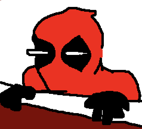 Deadpool, gripping the edge of the blood-filled tub, looking disbelieving