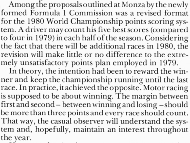 Dropped Score System Criticism (Autocourse 1979)
